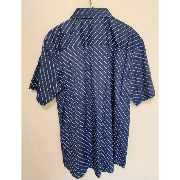 Charleston Threads Mens Short Sleeve Shirt Fish Bone Print Blue Size Large - Picture 3 of 6